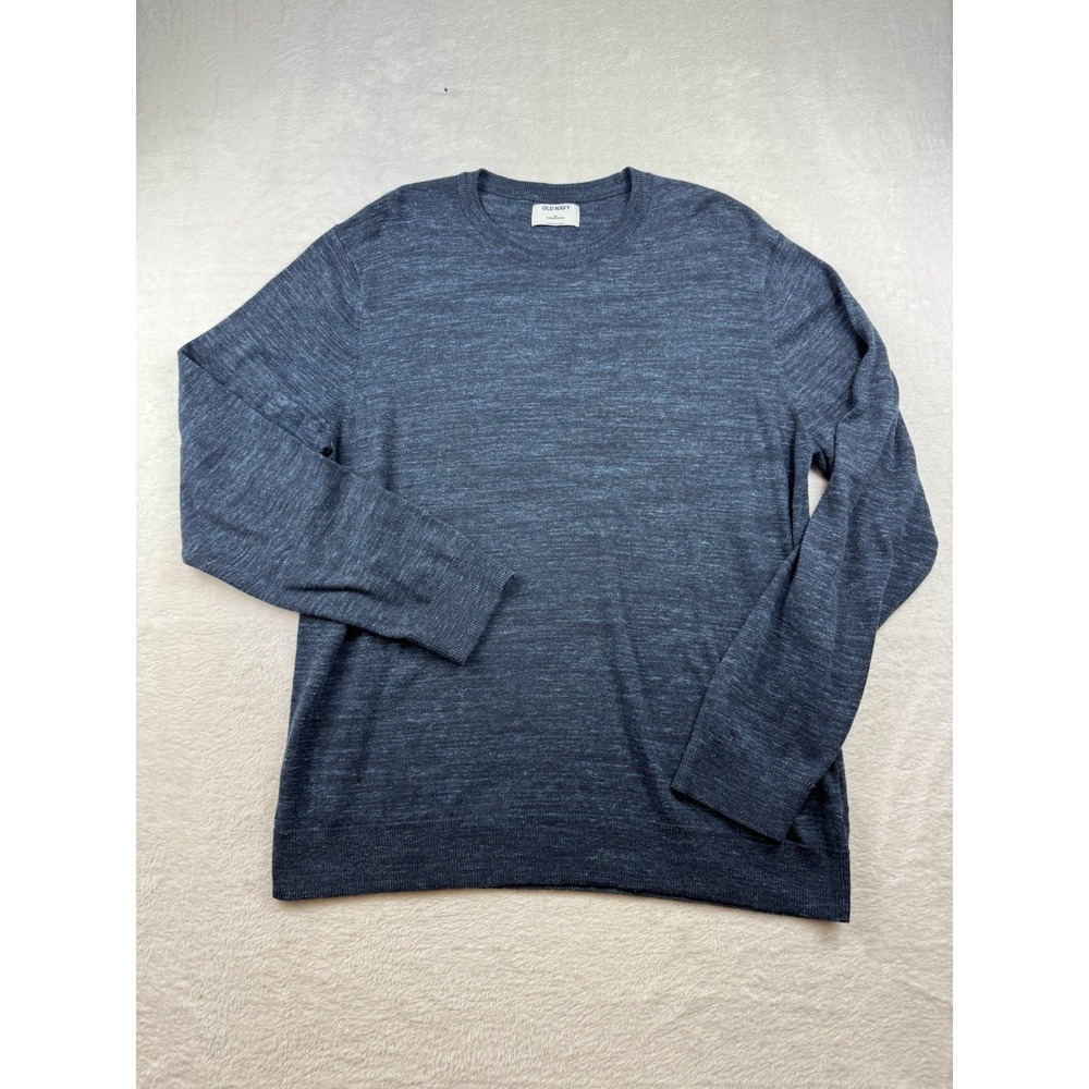 Old Navy Pullover Knit Sweater Men's XL Long Sleeve‎ Heather Blue Crew Neck